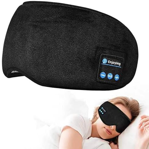 VABOO Bluetooth Sleep Mask Headphones, Wireless 5.0 3D Deep Eye Mask with Bluetooth Headphones Sleeping Mask Comfortable & Washable Sleep Mask Blackout for Jogging, Sports,Travel (Black)