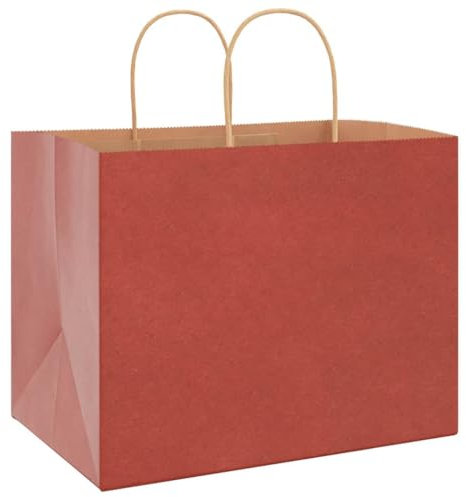 vidaXL Sacchetti di Carta 50 pz con Manici Rossi 32x22x24 cm, Sacchetto di Carta, Sacchetto Regalo di Carta, Sacchetto Regalo di Carta