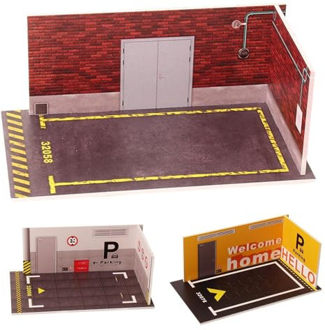1/32 Scale Toy Car Parking Scene, Car Model Garage Background Wall Decoration, PVC Display Diecast Car Garage, Automobile Model Parking Lot Accessories, Perfect Bookshelf Decor for Car Collectors