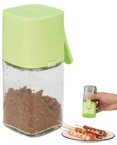 Vriusi Glass Salt Shaker, Salt Seasoning Bottle, Kitchen Salt Shaker, Barbecue Seasoning Bottle, Frying Seasoning Dispenser, Kitchen Condiment Container, Precise Salt Dispenser, Glass Shaker,