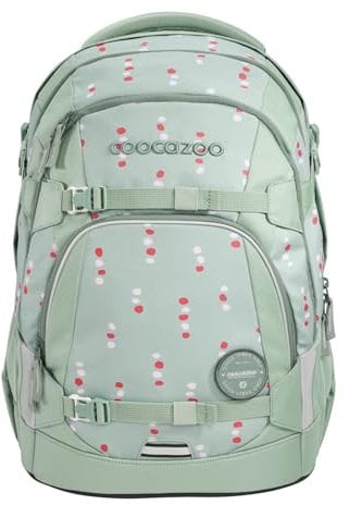 coocazoo Schulrucksack Mate „Dancing Dots”, Mint, ergonomischer & anpassbarer Tornister, höhen- & größenverstellbar, mit Brustgurt & Hüftgurt, ab der 3. Klasse