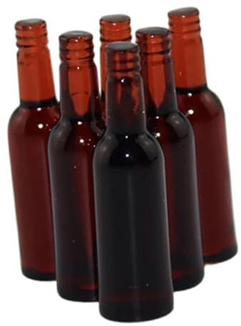 BESTonZON 6pcs Miniature Beer Bottles for Mini Fridge Reusable Mini Bottles Lids for Display