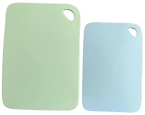 Kitchen Cutting Board Set, 2 Piece Plastic Chopping Boards, Mint Green and Blue