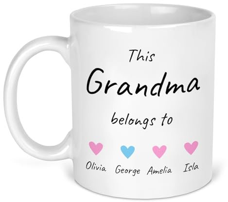 Personalised 'This Grandma Belongs To' Mug – Custom Name & Heart Design – Gift for Grandma, Nanny, Granny, Mother’s Day, Birthday, Christmas