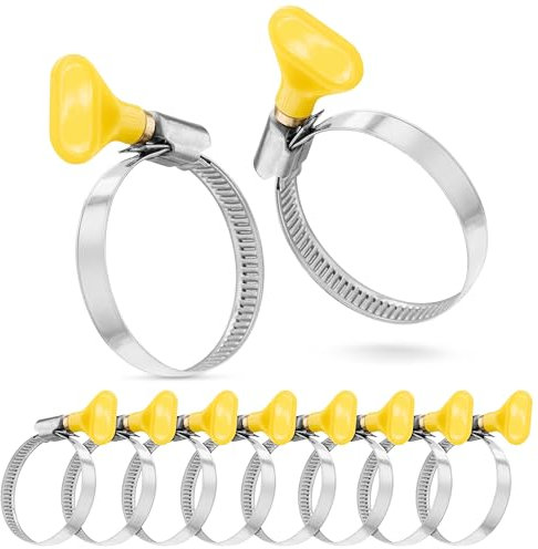 Poppstar 10x Colliers de Serrage avec Vis Papillon en Acier Inoxydable, Plage de Serrage 35-50 mm, Qualité W2, Jaune
