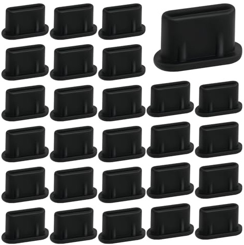 Prasacco 50 Stück USB C Staubschutz Stöpsel, Schwarze USB C Schutzkappe Universal Silikon Staubstecker Port-Stecker für Typ-C Handys, Tablets, Laptops