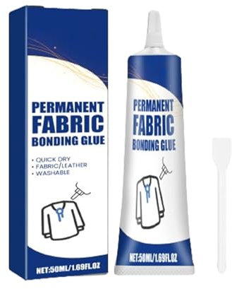 Gue de tissu - 50 ml de tissu fort adhésif pour vêtements | Liaison lavable et permanente à la machine pour les vêtements ourlet | Réparation des tissus lavables pour le coton, le denim, le cuir