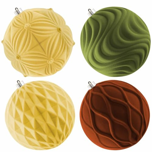 Lanpn 4 STK 20cm Große Samt Weihnachtskugeln, Grosse Beflockt Weihnachtsbaum Kugeln, XXL Christbaumkugeln, Riesen Tannenbaum Kugel Weihnachtsdeko Christbaum-Schmuck für Winterurlaub Party