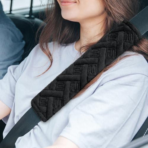 2 Stück Sicherheitsgurt-Pads,Komfort Sicherheitsgurt-Kissenbezug,Sicherheitsgurt-Schultergurt,Autogurt Polster für Erwachsene & Kinder,Universal Gurtpolster Auto Kompatibel mit allen Autos (Schwarz)