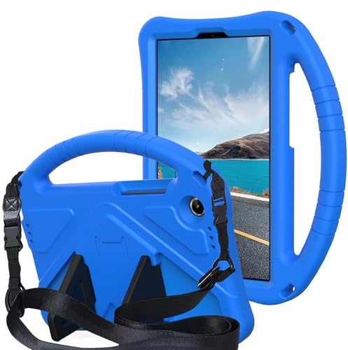 Compatible avec Lenovo Tab One 8,7/K9 TB305FU (2025) pour enfants, coque légère en EVA antichoc avec support et bandoulière - Compatible avec Lenovo Tab K9 8,7 (bleu)