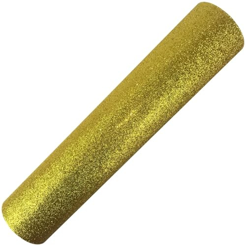 30cmx20cm Glitter Heat Transfer Vinyl Roll Press Iron On HTV Film for T Shirts Craft Gifts Decor(Yellow)