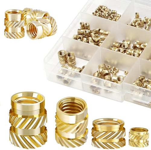 120 PCS Threaded Inserts for Plastic M2,M3,M4,M6 Heat Set Insert for 3D Printing Components Brass Metric Knurled Nuts