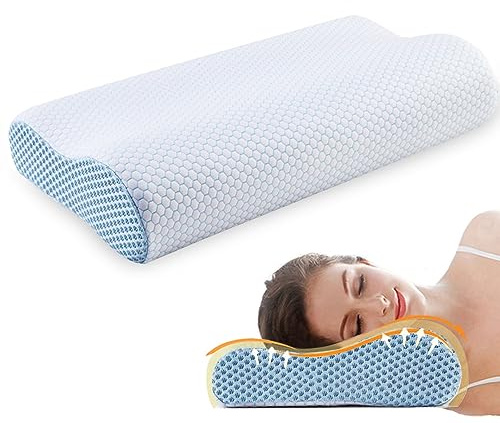 Memory Schaum Kissen Nackenkissen Ergonomisches Nackenstützkissen | Kopfkissen gegen Nackenschmerzen,Memory Schaum Orthopädisches Schlafkissen mit abnehmbarem Kissenbezug