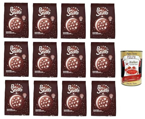 Italian Gourmet Bundle Pan di stelle Schokokekse mit Milch 12 x 700 g, knusprige Kakaokekse mit Zuckersternen, Frühstückskekse und Süßgebäck, Vorratspackung 8,4 kg
