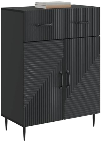 vidaXL Sideboard Schwarz 66 x 34,5 x 89,5 cm Holzwerkstoff, Elegante Vintage-Kommode, viel Stauraum, rechteckiges Design, vielseitig für Deine Einrichtung, Ordnung im Zuhause