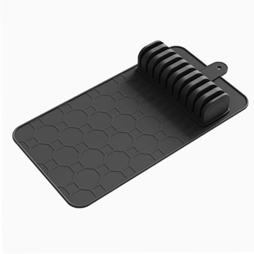 BAOFUYA Cleaver Drawer Organizer, Silicone Detachable Large Knife Organizer Anti Slip Knife Drawer Mat for Home Restaurant Storage Organizatio (Black)