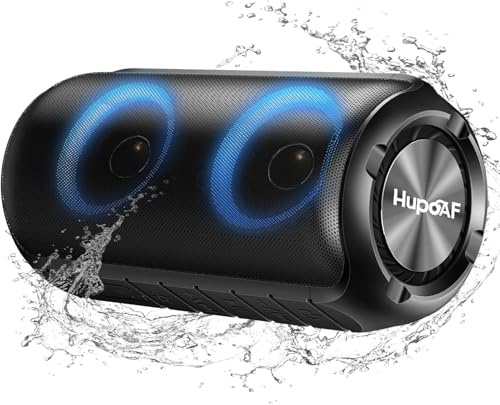 Bluetooth Lautsprecher mit Licht, RGB Blue tooth 5.3 Musikbox Tragbarer Bluetooth Box mit 20W Spitze, 52mm Durchmesser Dual Lautsprecher, IPX7 Wasserdicht Outdoor Speaker für Reisen/Party/Strand