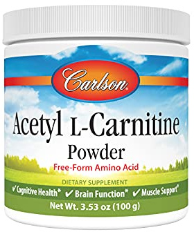 Carlson - Acetyl L-Carnitine Powder, Free-Form Amino Acid, Cognitive Health, Brain Function & Muscle Support, 3.53 oz (100 g)