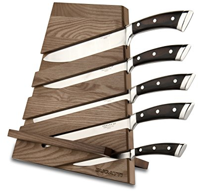 BUGATTI Ceppo Trattoria con 5 coltelli Pakka (Tabacco)