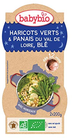 Babybio Bols Haricots Verts/Panais du Val de Loire/Blé 400 g