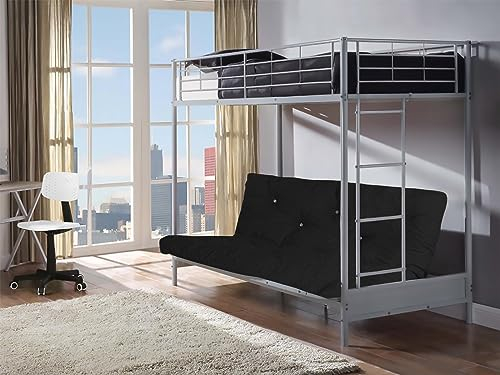 Humza Amani FUTON BUNK BED (With One Futon Mattress) IN SILVER METAL FINISH (Black)
