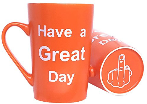 Funny Christmas Gifts Coffee Mug Have a Great Day Funny Ceramic Cup Orange, Office Cup and Birthday Gag Gifts, 12 Oz