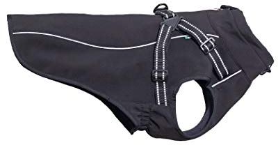 Chiara CHARLIE Softshell Jacke mit Geschirr CHJ-Y1701BL- XL Outdoorjacke, Sportjacke (Größe: XL, Material:Spandex mit Fleece und 100% Polyester, gefüttert, elastisch), Schwarz