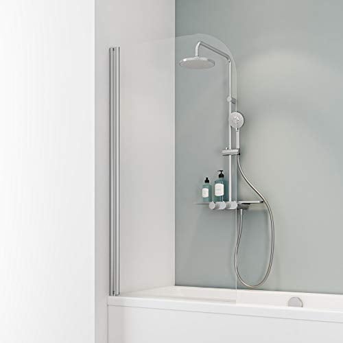 Ihr Wunschmaß millimetergenau bis 160 cm Höhe, Schulte D165099 41 50 Duschwand Komfort, 5 mm Sicherheitsglas klar hell, chromoptik, Duschabtrennung für Badewanne, Sondermaß