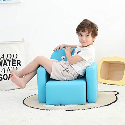 Multifunktional Kinder Sessel, Mode Life Kids Set Stuhl und Tisch/Hocker mit Funny Smile Face für Jungen und Mädchen (Blauer Dinosaurier)