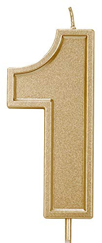 3.94 Inch Oversized Number Birthday Candle Large Gold Glitter Cake Candle