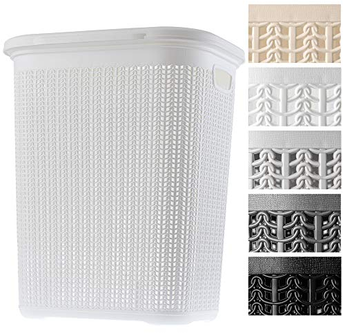 KADAX Wäschekorb, 50L, multifunktionale Wäschetruhe mit Deckel, leichter Wäschesammler, Wäschesortierer aus Kunststoff, für Bad, schmutzige Kleidung, Spielzeug, Wäschebox (weiß)