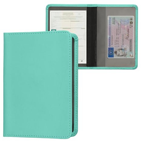 kwmobile Porte permis de conduire carte grise avec compartiments cartes passeport - Étui portefeuille de protection en simili cuir menthe glaciale