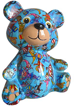 Spardose Bär blau mit Zirkus Pomme Pidou Sparbüchse Teddy Sparschwein Geldgeschenk Geschenk