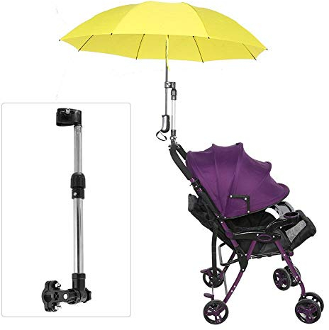 Soporte de paraguas de bicicleta, soporte de paraguas retráctil multifuncional 360 ° Roated acero inoxidable para cochecito de bebé cochecito de bicicleta