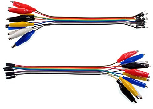 Oiyagai 2-in-1 Krokodilklemme auf Dupont-Kabel, 10-polig, 30 cm Stecker, Krokodilklemme auf Jumperdraht, 10-polig, 30 cm Buchse für Testkabel Arduino/Raspberry Pi/Orange Pi
