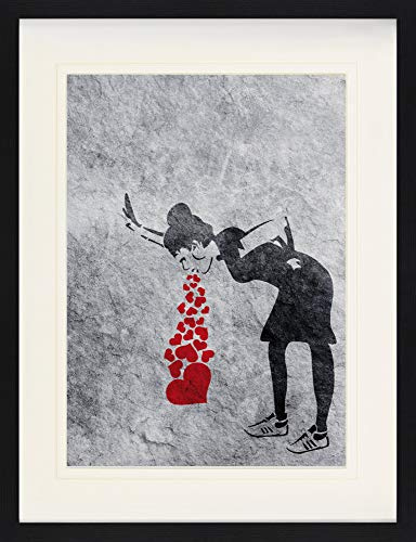 1art1 Streetart Poster Lovesick Girl, Banksy Gerahmtes Bild Mit Edlem Passepartout | Wand-Bilder | Im Bilderrahmen 80x60 cm