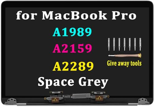 GBOLE A1989 A2289 A2159 Pantalla de repuesto para MacBook Pro A1989 A2159 A2289 Retina Pantalla LCD LED de 13.3 pulgadas Panel de montaje digitalizador EMC 3214 3358 3301 3456 (gris espacial)