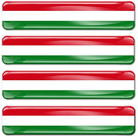 Biomar Labs® 4 x Aufkleber 3D Gel Silikon Stickers Hungary Ungarn Ungarisch Flag Flagge Fahne Autoaufkleber F 11