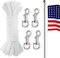 Corde pour mât de drapeau de 30,5 m avec 4 mousquetons pivotants en alliage de zinc, double tressage en nylon pour extérieur, drapeau, balançoire, corde à linge, escalade, camping