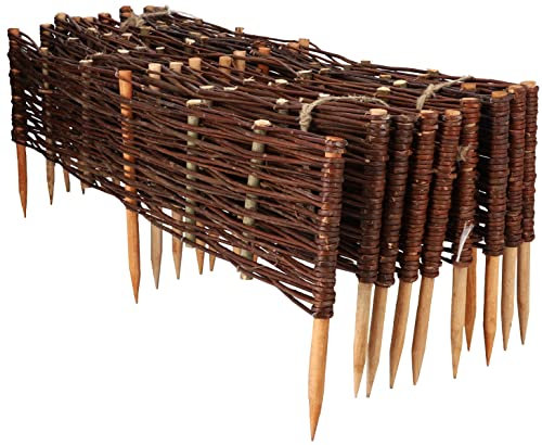 KOTARBAU® Recinzione Aiuola, Limitatore per Aiuole in Vimini Intrecciato per Fiori e Verdure, 100 x 20 cm, 10 Pezzi