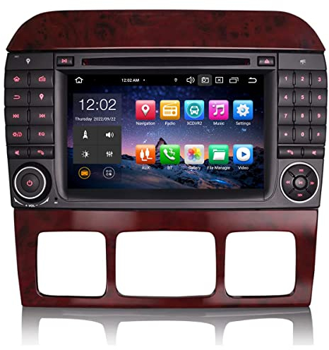 Erisin 8-Kern 4GB+64GB Android 13 Autoradio mit GPS Navigation für Mercedes Benz S/CL Klasse W220 W215, 7 Zoll Touchscreen Unterstützt Bluetooth 5.0 CarPlay Android Auto WiFi DAB+ DSP FM SWC OBD2