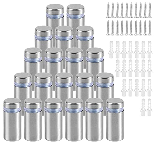 YiliYa 20 Pezzi Distanziatori in Vetro Vite Pubblicitaria in Vetro Chiodi Pubblicitari Distanziali da Parete in Acciaio Inossidabile per Cornici Visualizzazione Poster Cartelloni Specchi, 12 x 25mm