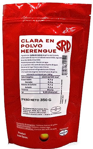 Blanc d'Œuf en Poudre pour Meringue (350 g) | Œufs Pasteurisés | Œufs Déshydratés | Produits Sans Lactose | Sans Gluten | Présentation en Sachet Zip