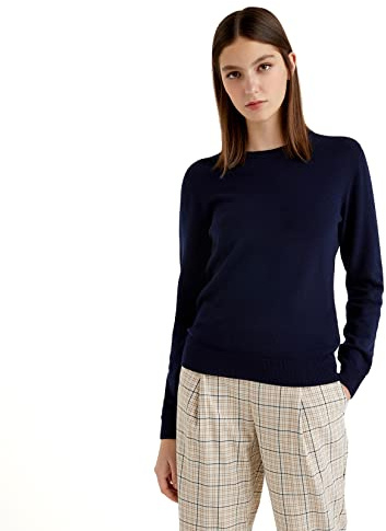 United Colors of Benetton Pullover G/C M/L 1002D1K01 Damenpullover, Dunkelblau 016, M