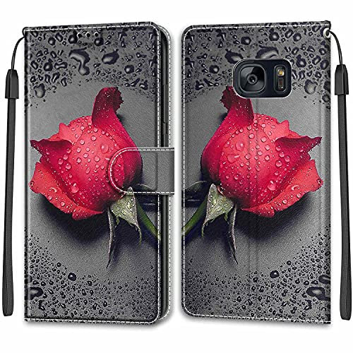Feyten Coque pour Samsung Galaxy S7, Etui Samsung S7, Housse de Galaxy S7 en Cuir PU, Étui Housse en Cuir de Protection avec [Ranges Cartes] [Magnétique] Flip Portefeuille Antichoc Case(Rose 1)