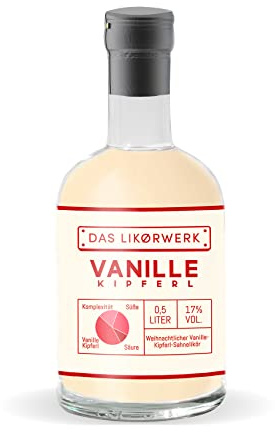 LIKØRWERK Vanillekipferl Likör 1 x 0,5 L, 17% vol. Alk., ein genußvoller weihnachtlicher Sahnelikör aus Deutschland, bezauberndes winterliches Vanillearoma, weicher und intensiver Geschmack