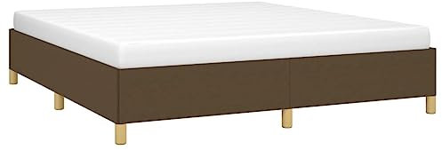 vidaXL Cadre de Lit, Lit Rembourré, Lit Double avec Sommier à Lattes, Lit Adulte de Chambre à Coucher, Moderne, Marron Foncé 160x200 cm Tissu