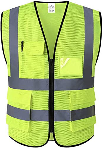 HPHST Sicherheitswesten Warnweste Hohe Sichtbarkeit Reflektierendes Mesh Warnweste für Herren and Damen Hohe Sichtbarkeit Fahrradweste mit Gelb (3XL)