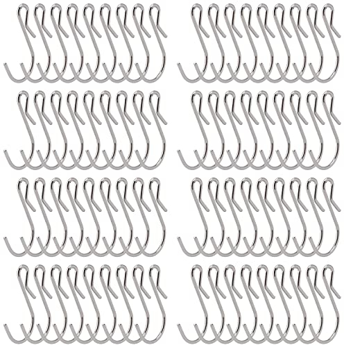 PINGEUI 100 Stück Kleine S Haken zum Einhängen, 4,5cm Anti-Drop Aufhängen Edelstahl, S Form Aufhängehaken, S Metallhaken zum Aufhängen von Kleidung, Töpfen und Pfannen
