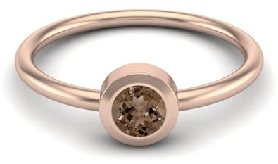 4mm runder Rauchquarz-Edelstein 925 Sterling Silber Solitär Lünette Set Damen Versprechensring Roségold Vermeil, 56